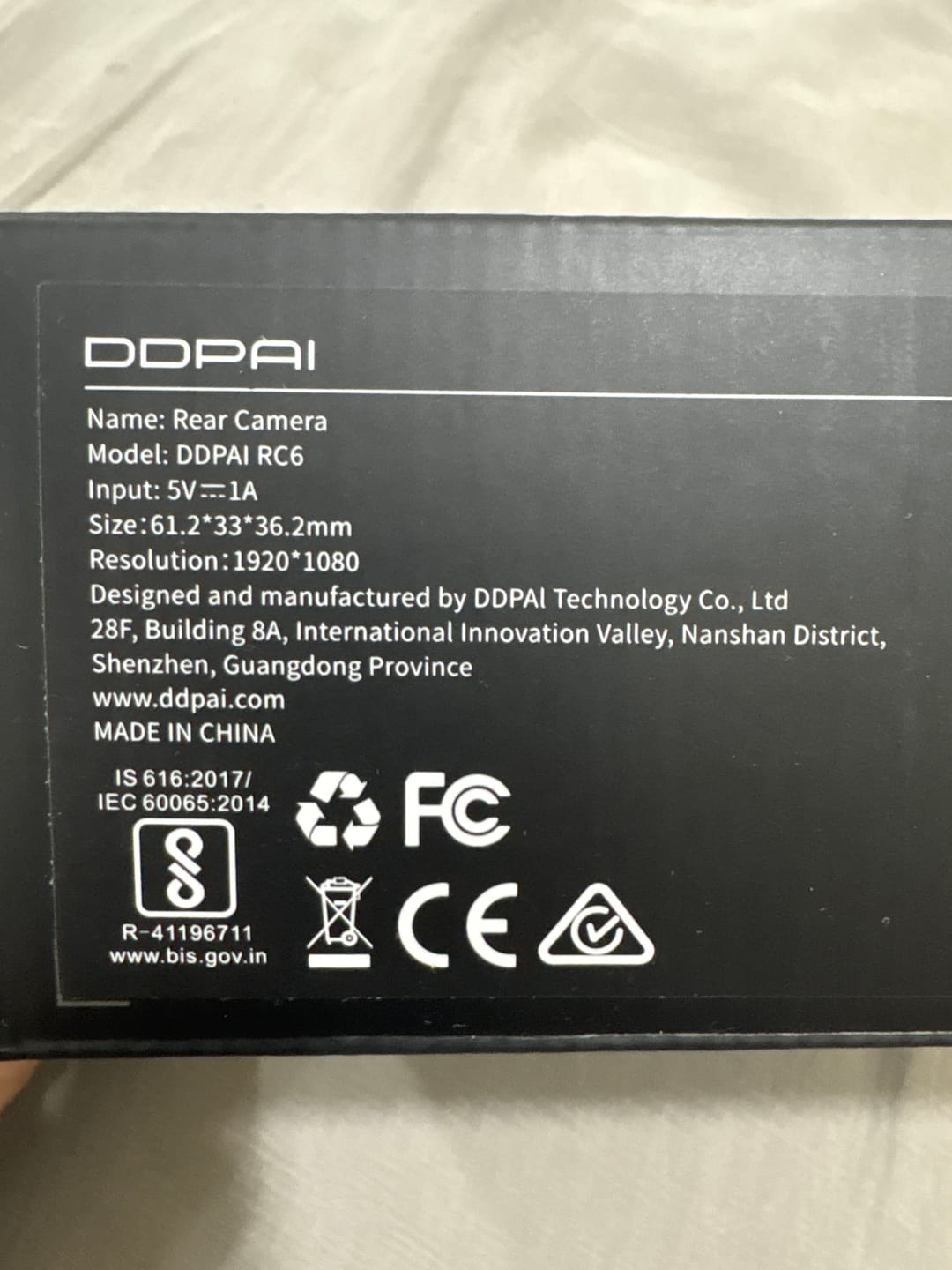 Customer photo review of Rear Camera for Dual Channel Dashcam