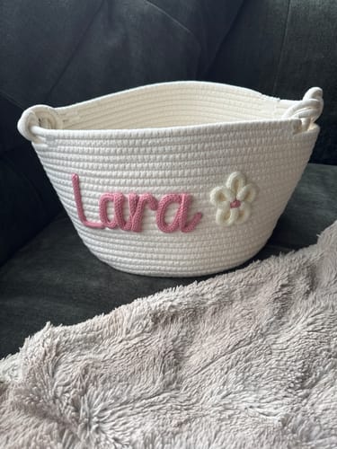 Customer photo review of Baby Knits™ Personalized Knitted Basket