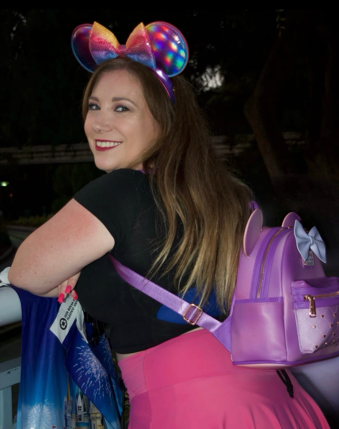 Customer photo review of Loungefly Disney The Minnie Mouse Classic Series Mini Backpack: Lavender Haze - 707 Street Exclusive
