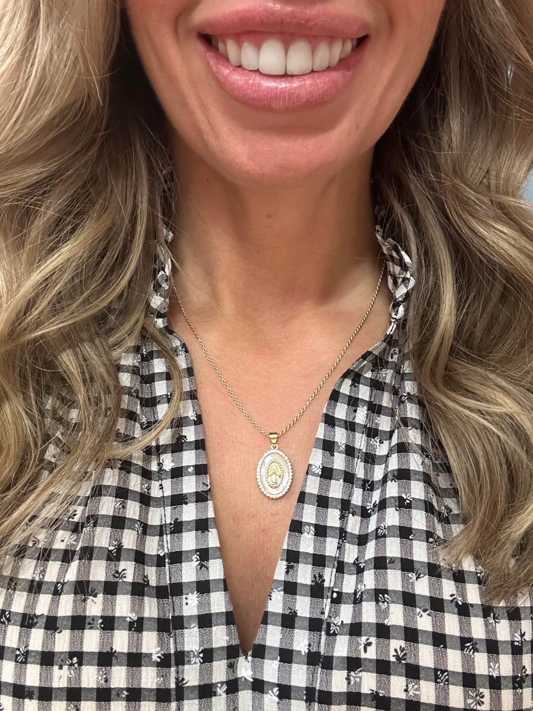 Customer photo review of Holy Mother Mary Necklace