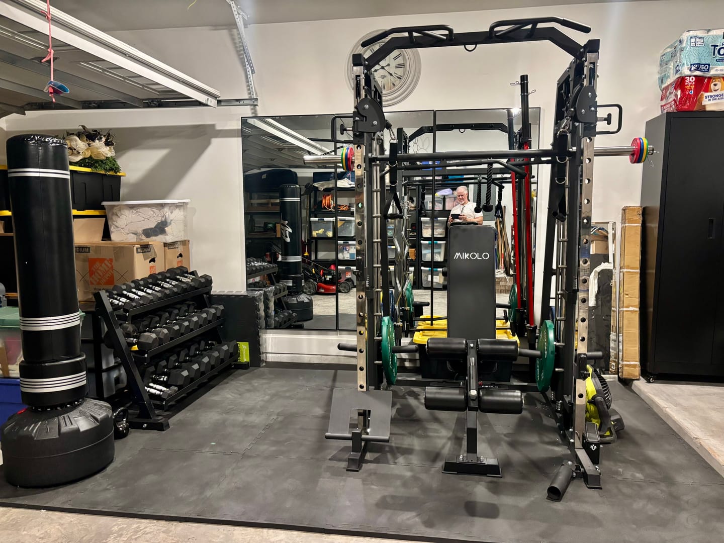 Customer photo review of Rubber Hex Dumbbells Set with Rack