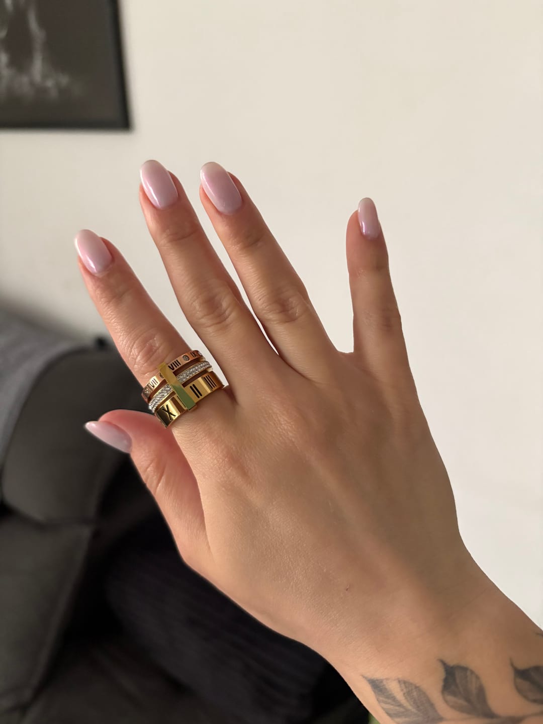 Customer photo review of Anel Triplo Momentos Banhado em Ouro 18k