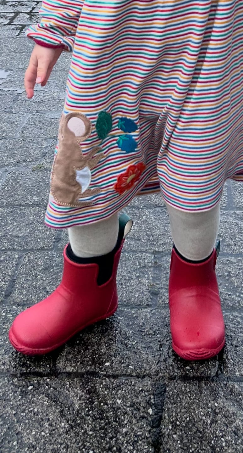 Customer photo review of Red Ankle Natural Rubber Rain Boots