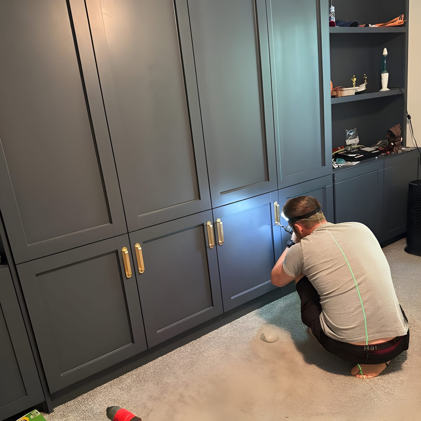 Customer photo review of Round Drawer Pulls with Backplate - Unlacquered Polished Brass