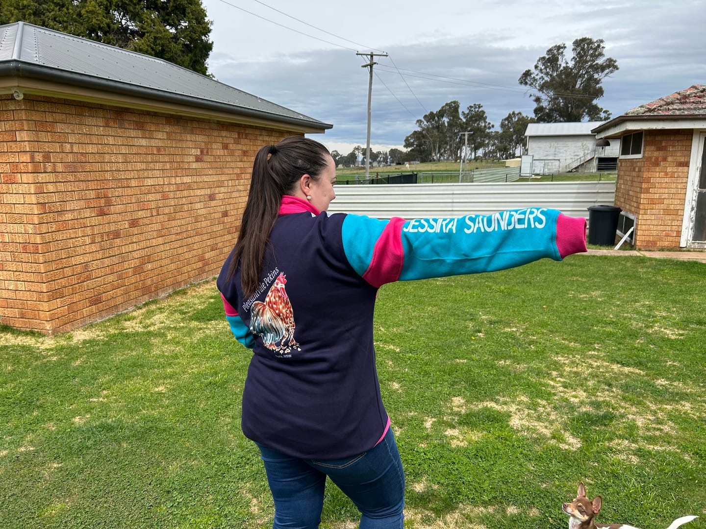 Customer photo review of Aqua, Hot Pink, Grey & Navy | Collared Long Tail Jumper