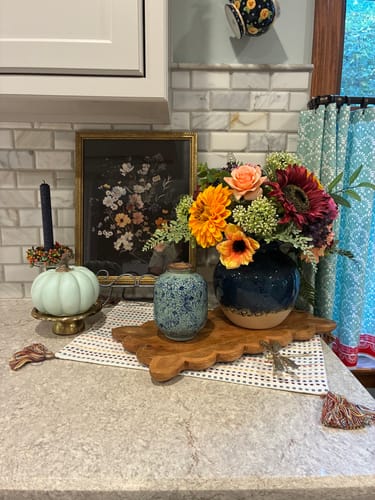 Customer photo review of Blue Floral Print Vases | Set of 3