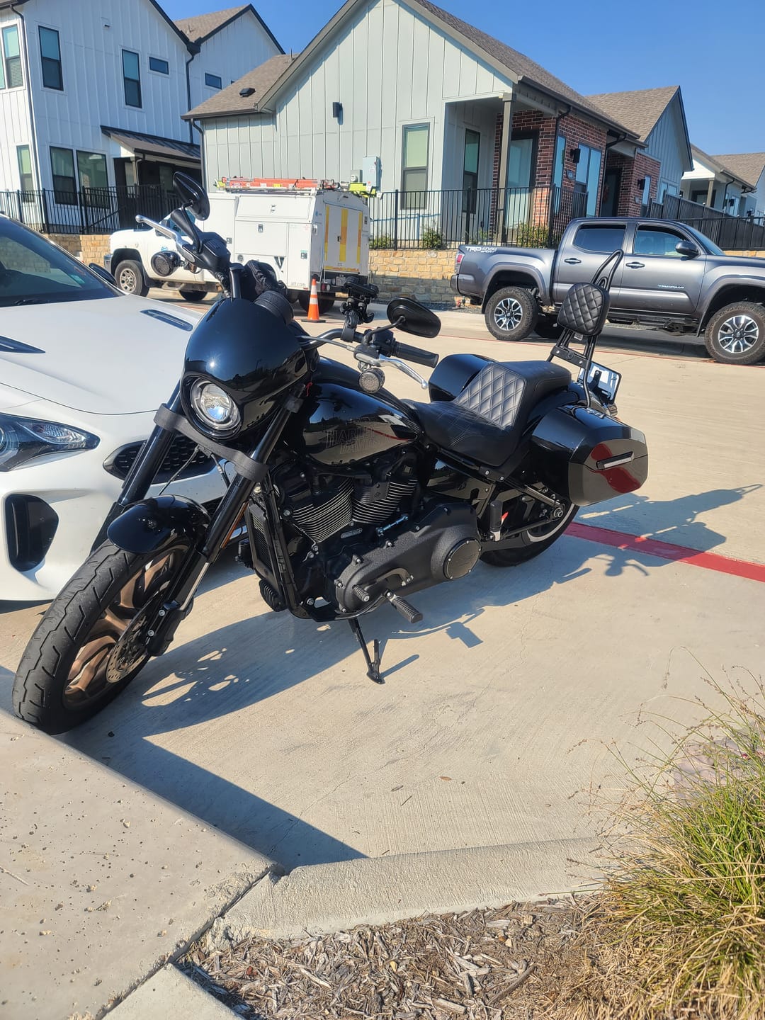 Customer photo review of Viking Iron Born Diamond Stitch Leather Short Motorcycle Sissy Bar Pad for Harley Davidson