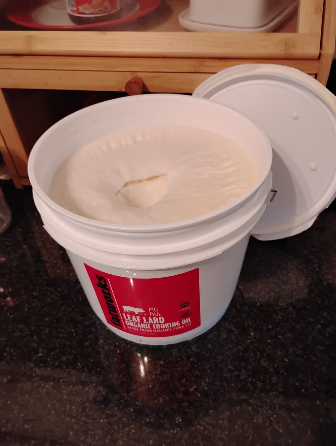 Customer photo review of Organic Leaf Lard Pig Pail-1 GALLON NEW