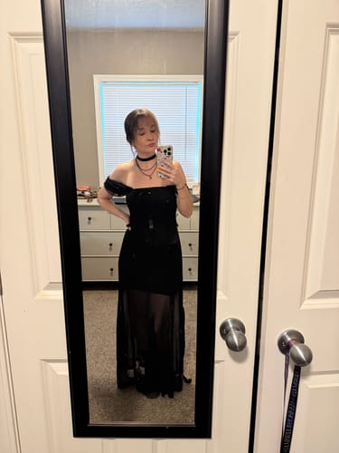Customer photo review of 'Gothic Elegance' Black or White Floaty 2 Way Dress