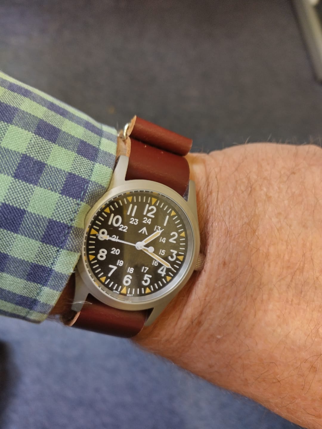 Customer photo review of Leather Military Style Strap - Brown or Black