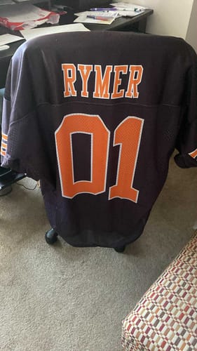 Customer photo review of Custom Brown Orange-White Classic Style Mesh Authentic Football Jersey