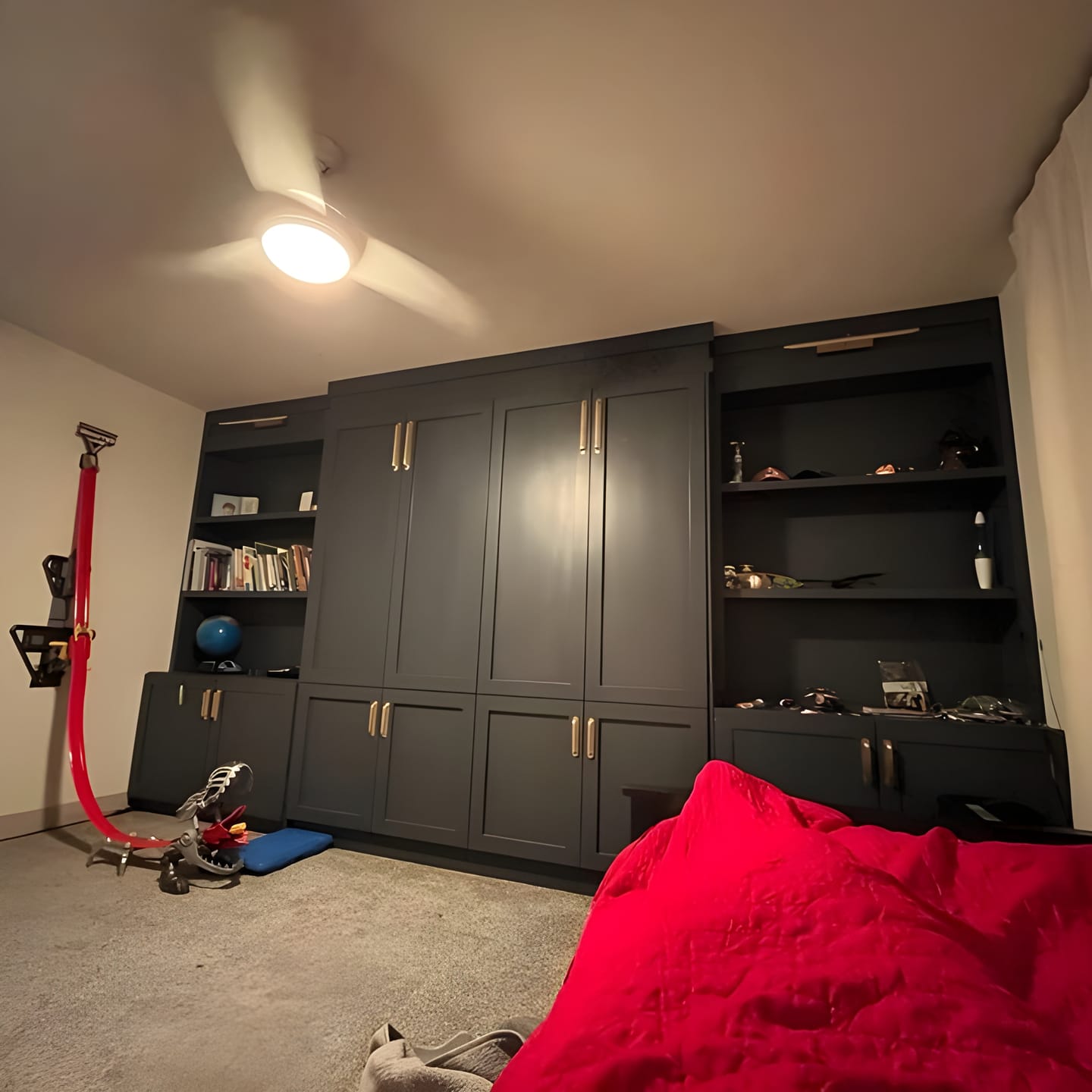 Customer photo review of Unlacquered Brass Brushed Round Drawer Pulls with Backplate