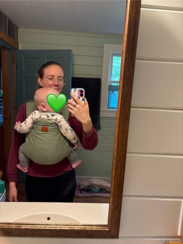 Customer photo review of Eucalyptus Desert Tan Onbuhimo by Happy Baby