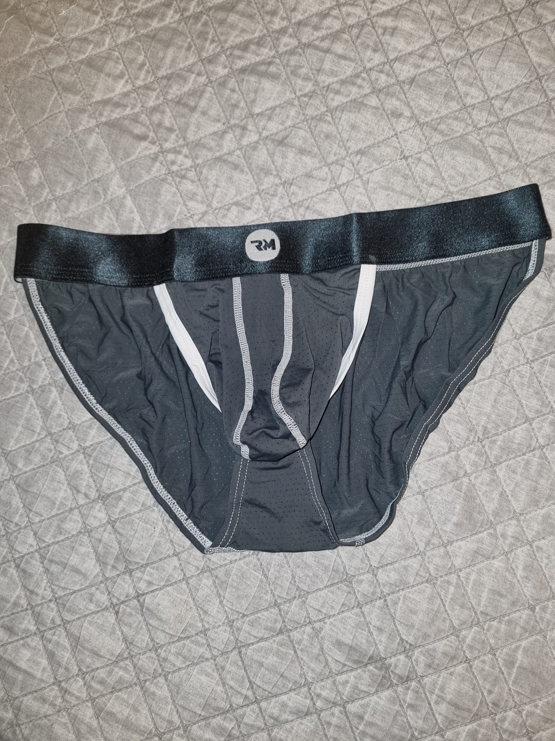 Customer photo review of Nylon 0in Mesh Bikini Briefs No Fly 1pk Dark Gray