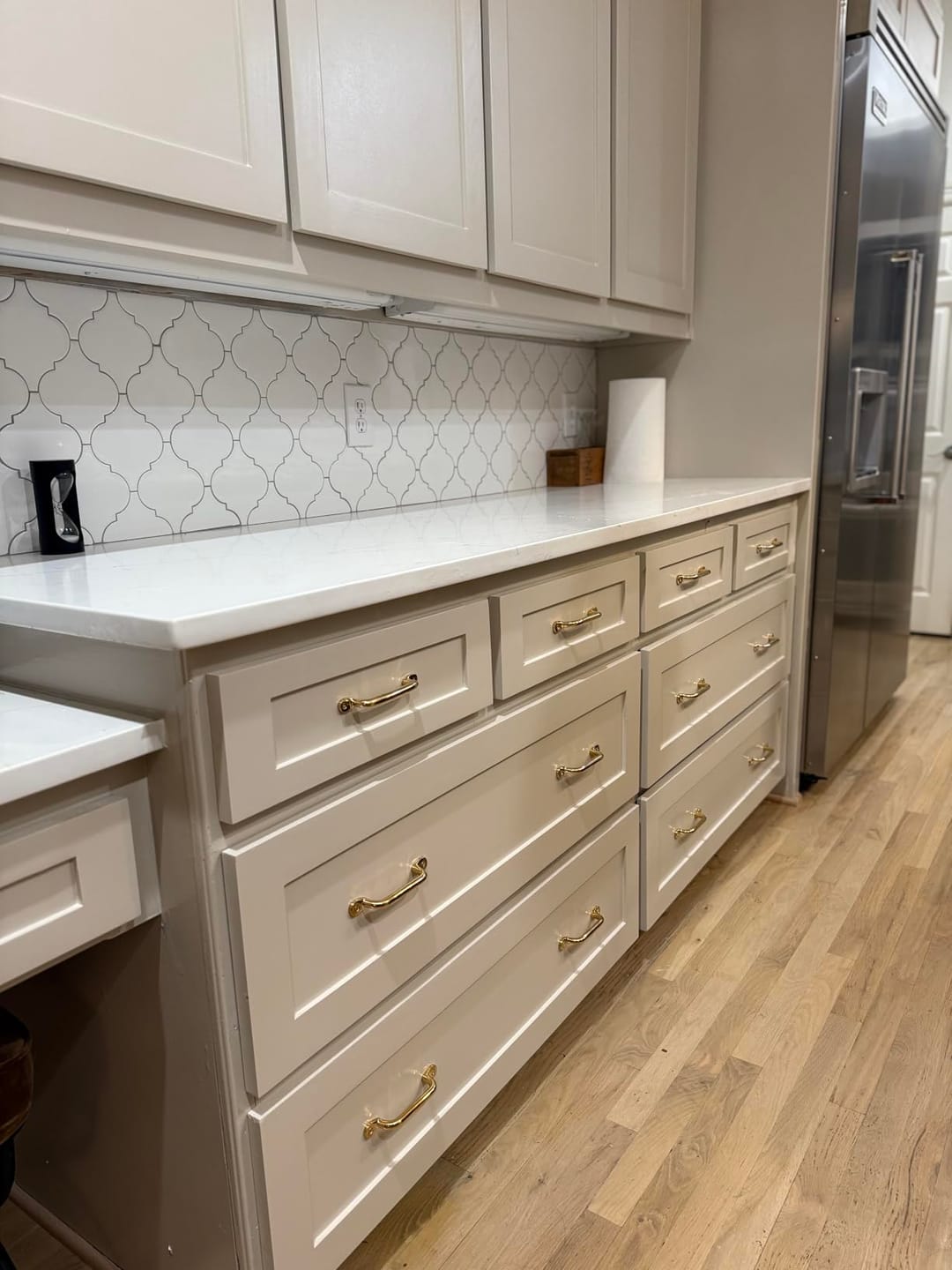 Customer photo review of Serene Cabinet Pulls - Unlacquered Brass Polished