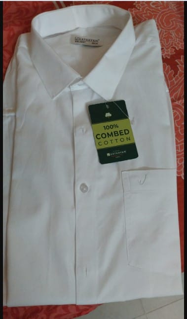 Customer photo review of Delight Cotton Solid Regular Fit White Trending Formal Shirt for Men