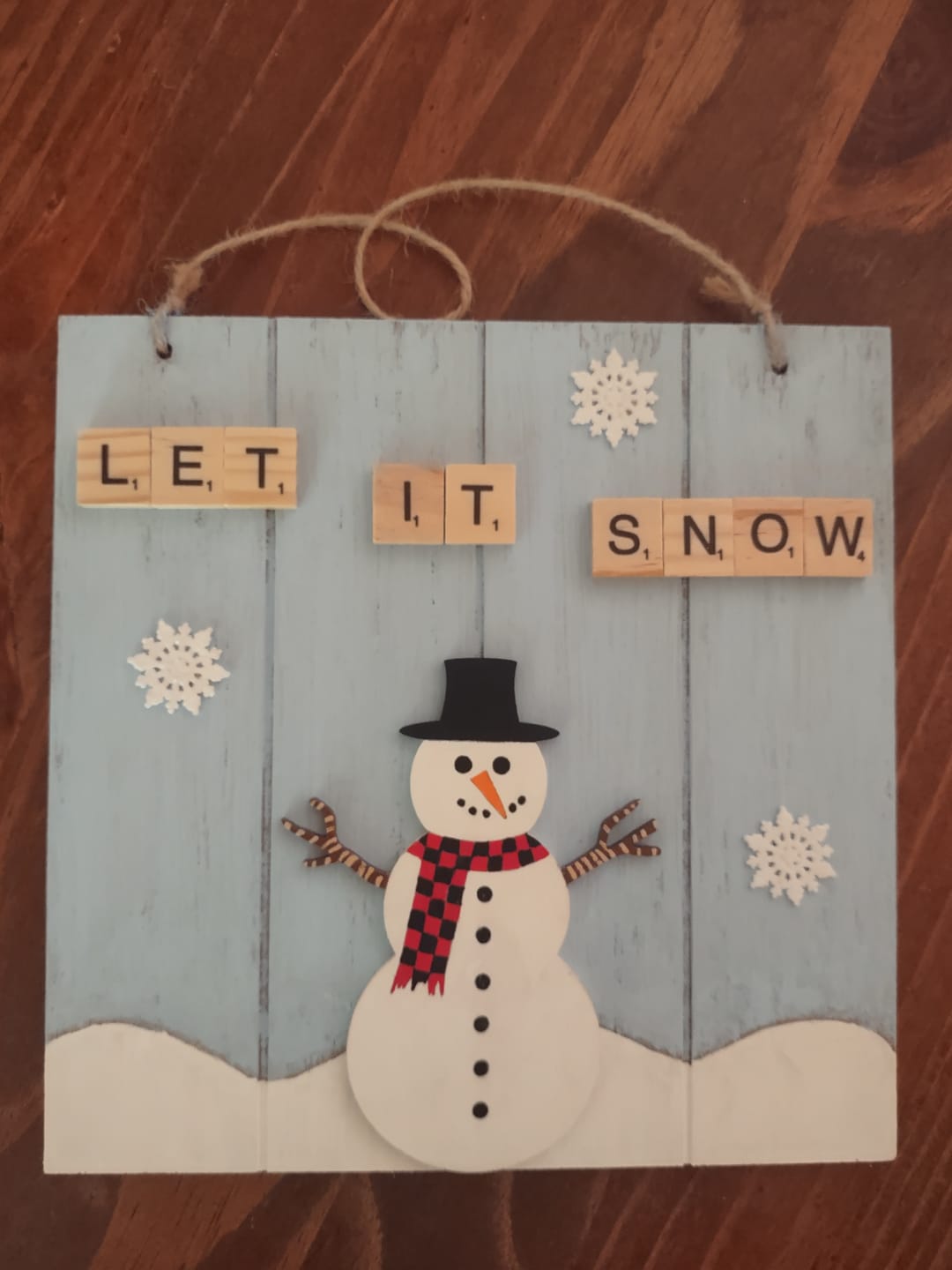 Customer photo review of Unfinished Wood Snowman Shape - Winter Decor - Craft - up to 46" DIY