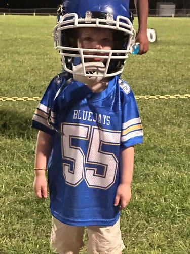 Customer photo review of Custom Royal White-Royal Classic Style Authentic Football Jersey