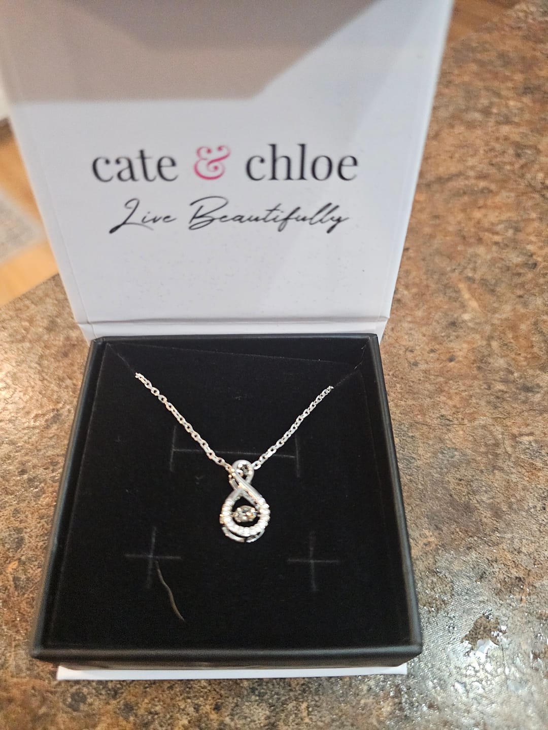 Customer photo review of Martha 18k White Gold Plated Infinity Dancing Pendant Necklace with Swarovski Crystals