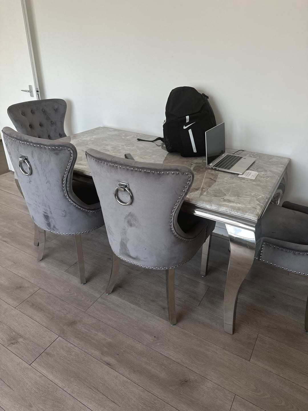 Customer photo review of Vienna Marble Dining Table With Chelsea Ring Knocker Chairs