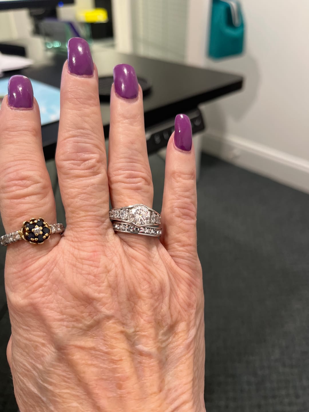Customer photo review of Bezel Round Moissanite Channel Euro Shank Engagement Ring