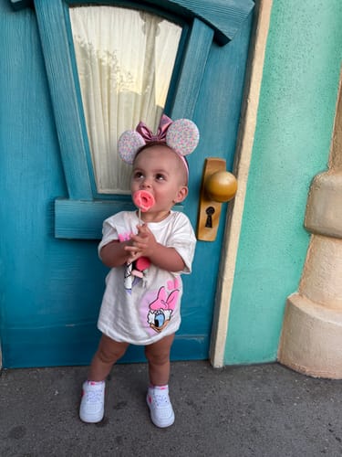 Customer photo review of Pink Confetti Elastic Mickey Ears