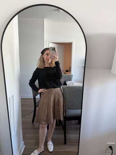 Customer photo review of The Leather Pleated Skirt