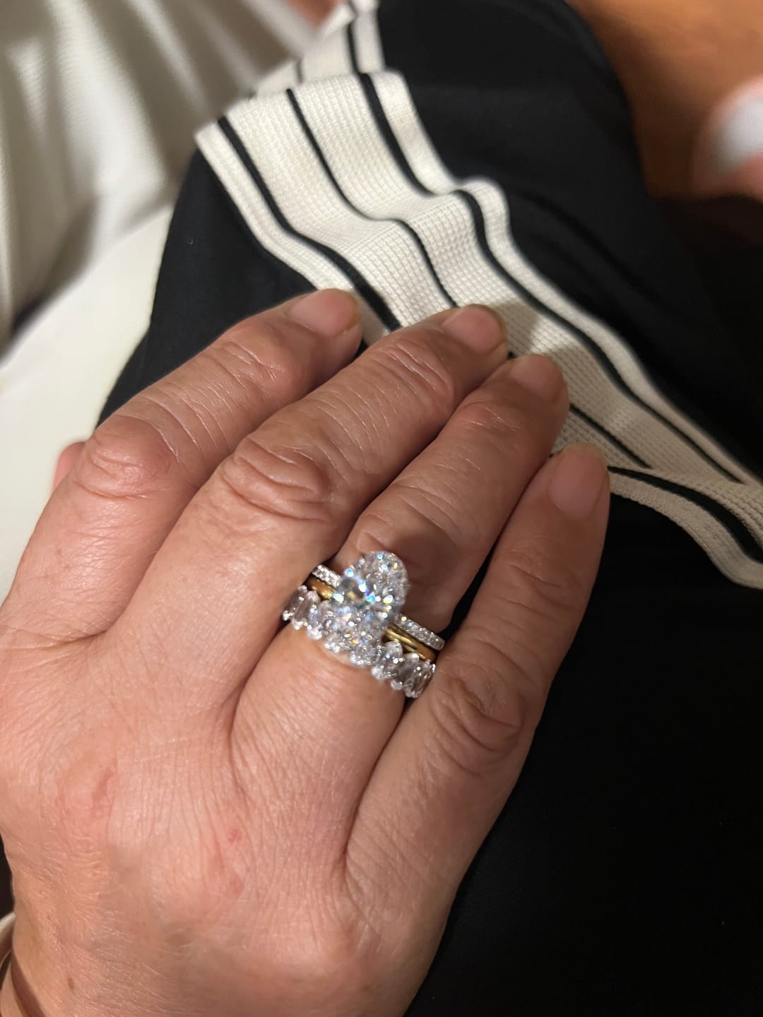 Customer photo review of S925 3PC 4.0Ct Oval Cut Wedding Ring Set Travel Ring For Her With Two Classic Wedding Bands