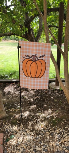 Customer photo review of F*ck Trump Autumn Pumpkin Garden Flag