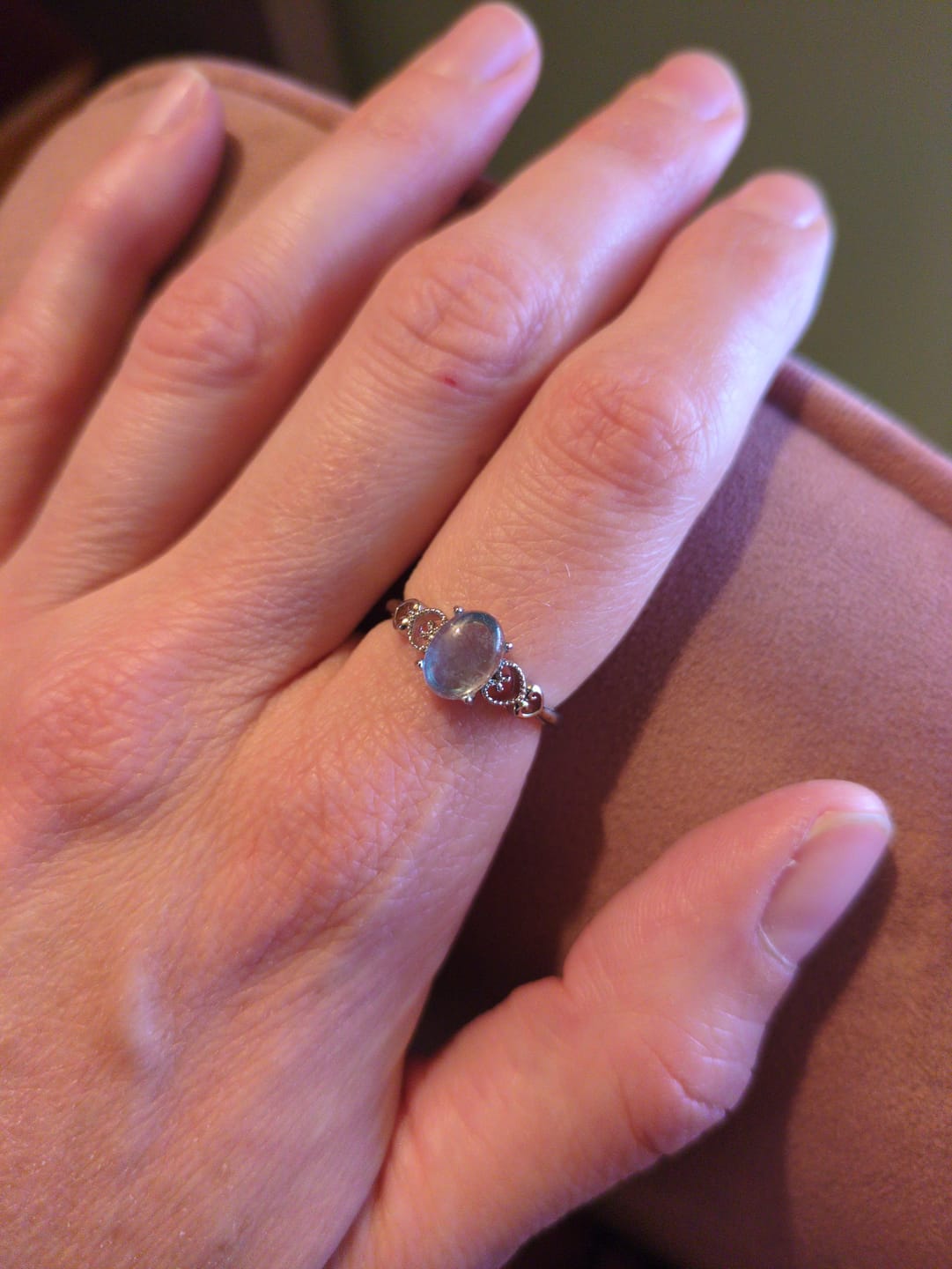 Customer photo review of Bague Ajustable "Cristal de Mer" en Aigue-Marine
