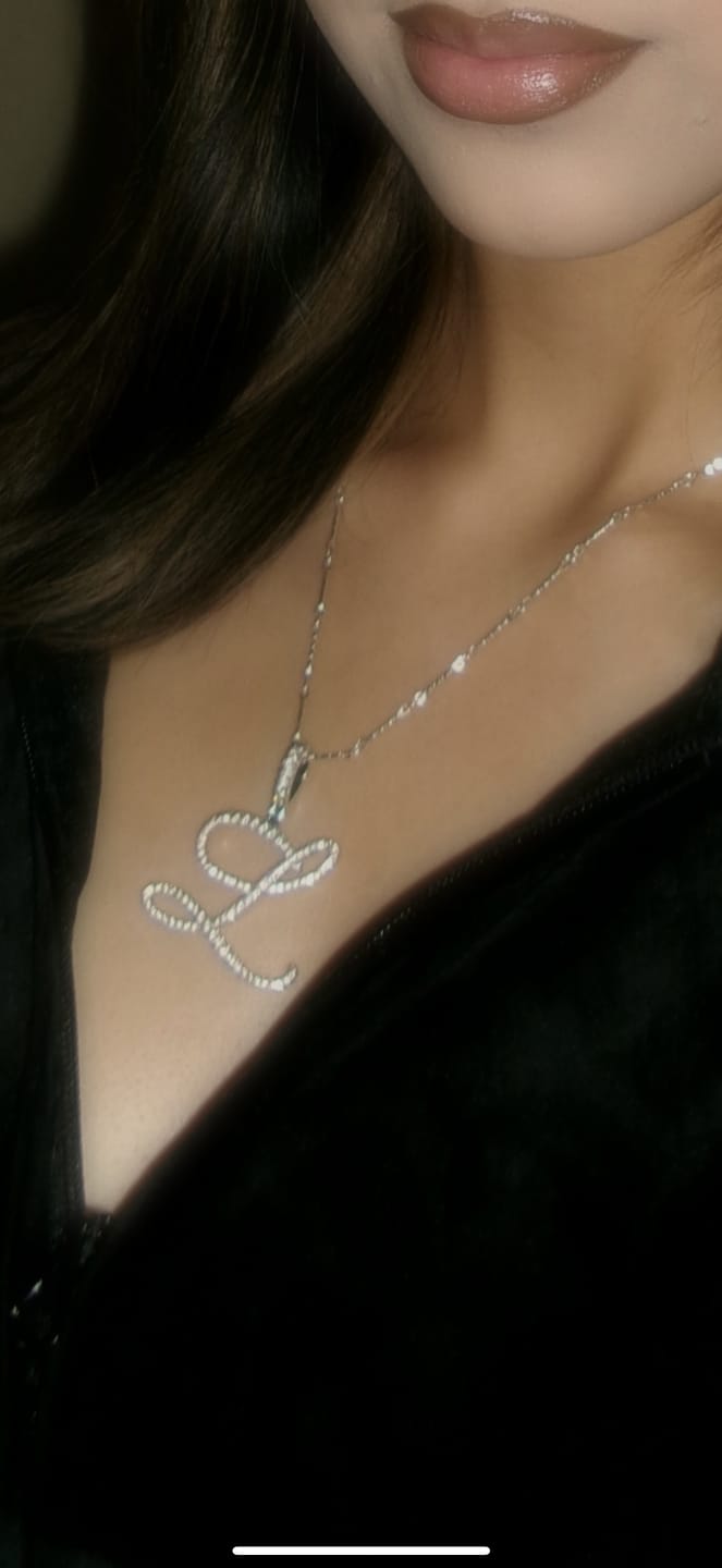 Customer photo review of Custom Script initial necklace