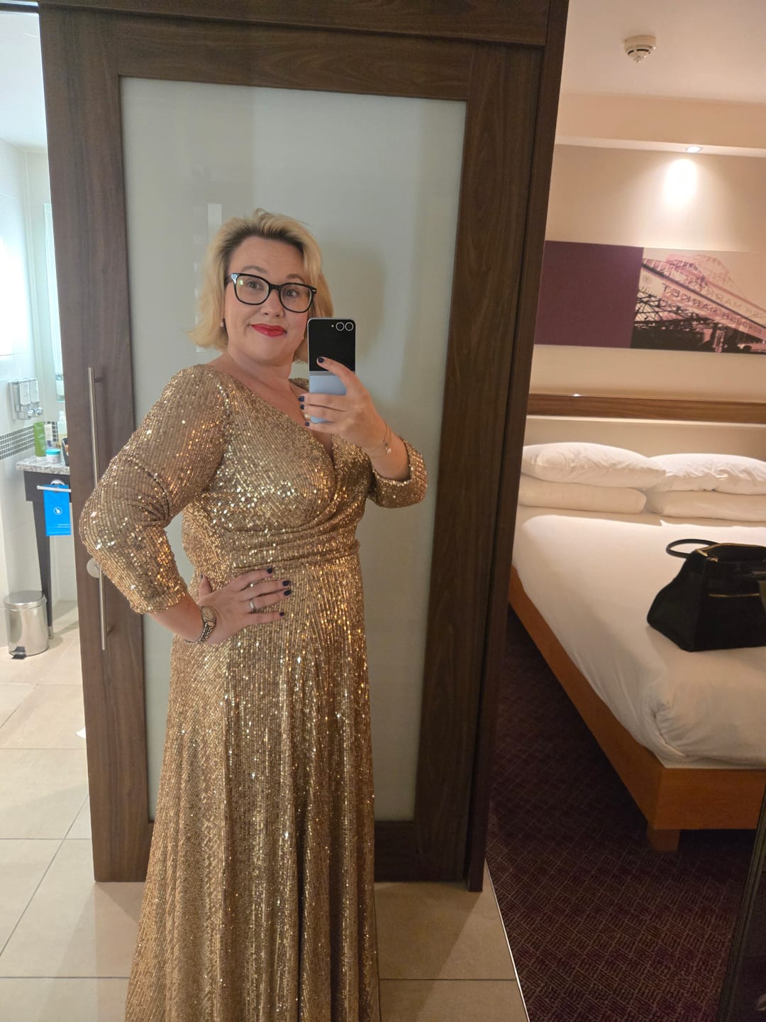 Customer photo review of Restock - Gold Sequin 'Swing' Dress
