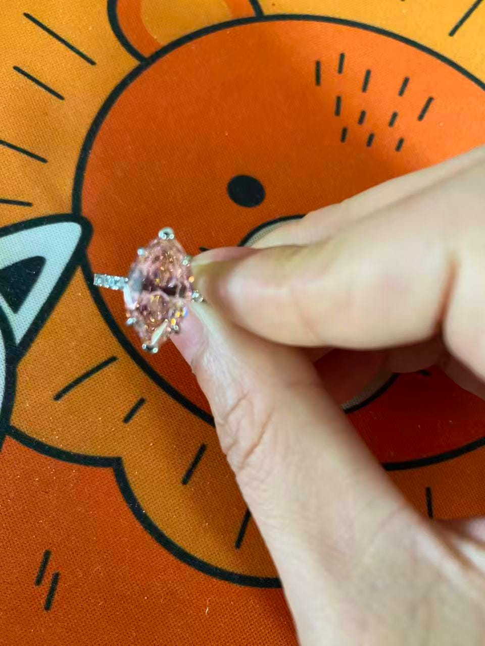 Customer photo review of Pink 4.0Ct Marquise Cut Engagement Ring In Sterling Silver
