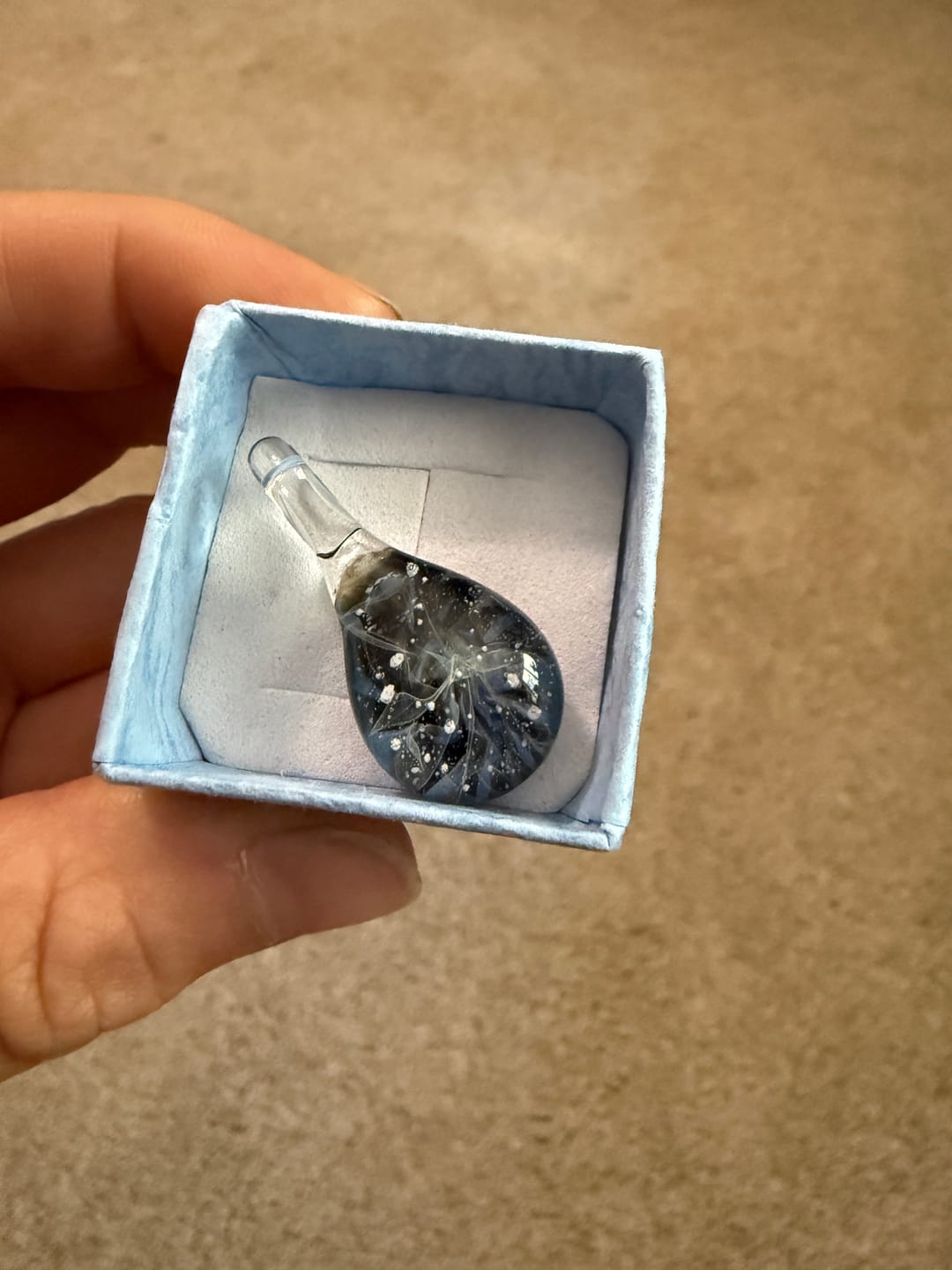 Customer photo review of Ghost Pendant with Infused Cremation Ashes
