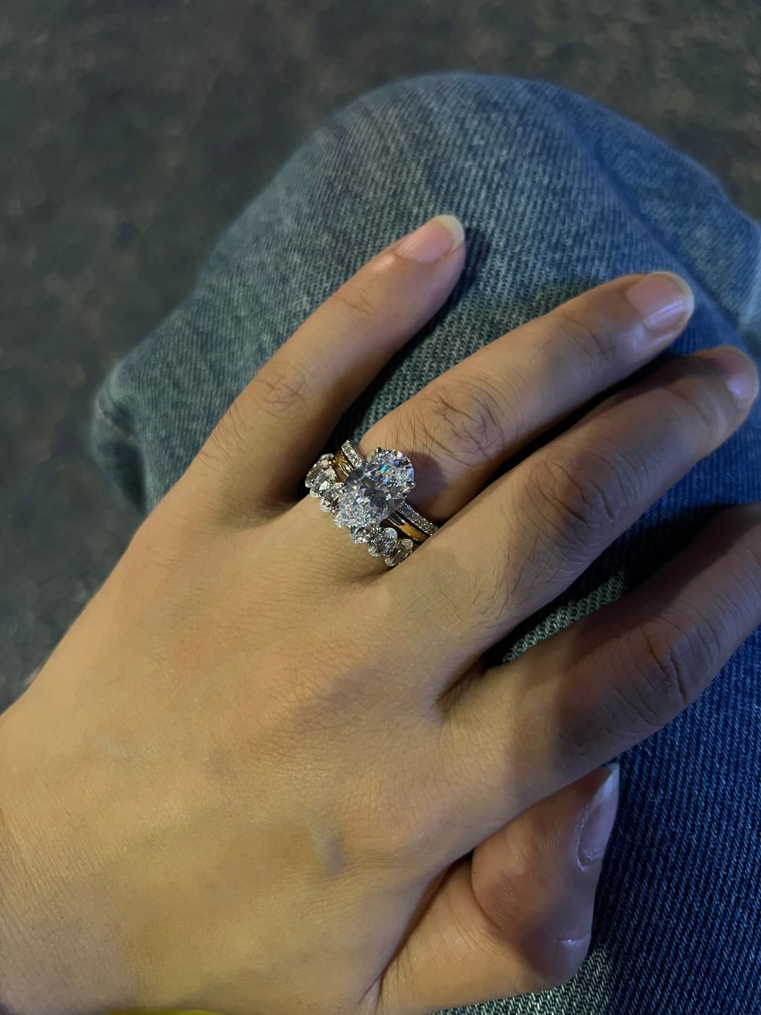 Customer photo review of S925 3PC 4.0Ct Oval Cut Wedding Ring Set Travel Ring For Her With Two Classic Wedding Bands