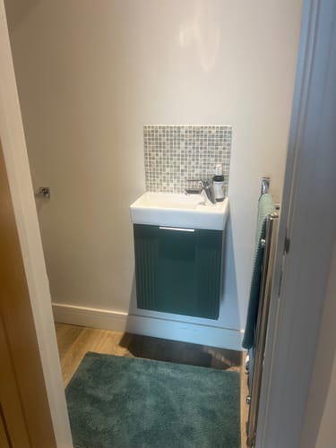 Customer photo review of Nuie Deco Compact 400mm Wall Hung Cabinet & Basin - Satin Green