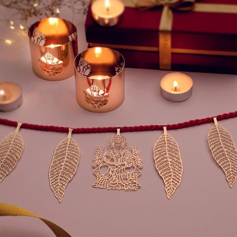 Customer photo review of Gift Set - Sri Ganesha Tealight Holders & Door Hanging