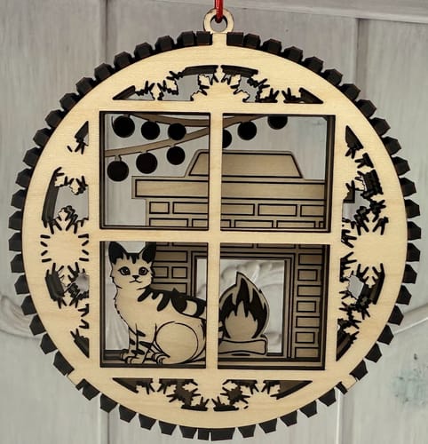 Customer photo review of 3D Christmas Ornaments with Cat Laser Cut Svg File