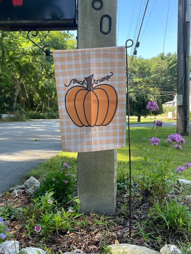 Customer photo review of F*ck Trump Autumn Pumpkin Garden Flag