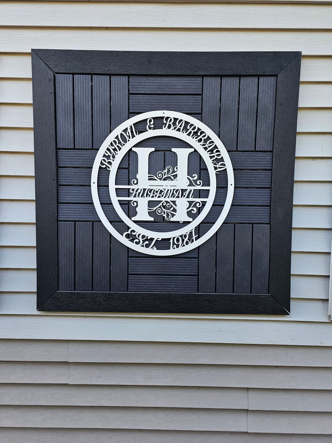 Customer photo review of Custom Metal Family Established Monogram Wall Art - 20+ Color Options