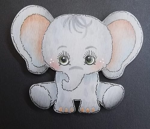 Customer photo review of Unfinished Wood Etched Cute Elephant Shape | Paint By Line Crafts | up to 30" DIY