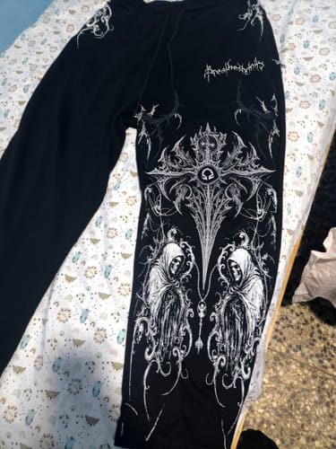 Customer photo review of Blood Oath Uncuffed luxury sweatpants [VOID BLACK]