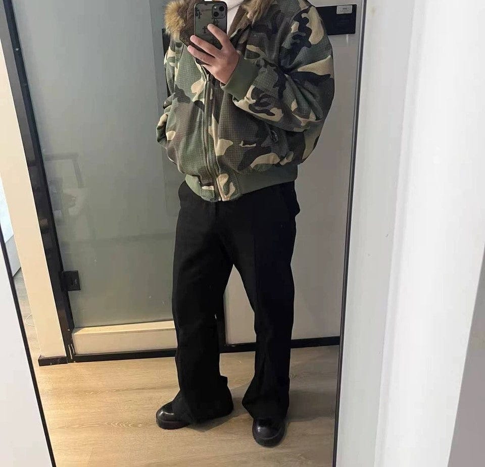 Customer photo review of Camouflage Fur Collar Reversible Cotton Jacket