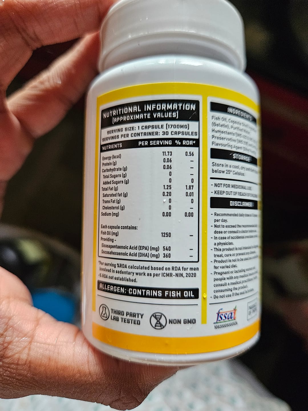 Customer photo review of Wellcore Creatine Monohydrate (Tropical Tango, 33 Servings) + YouWeFit Omega-3 Triple Strength Fish Oil (1250mg, 30 Capsules)