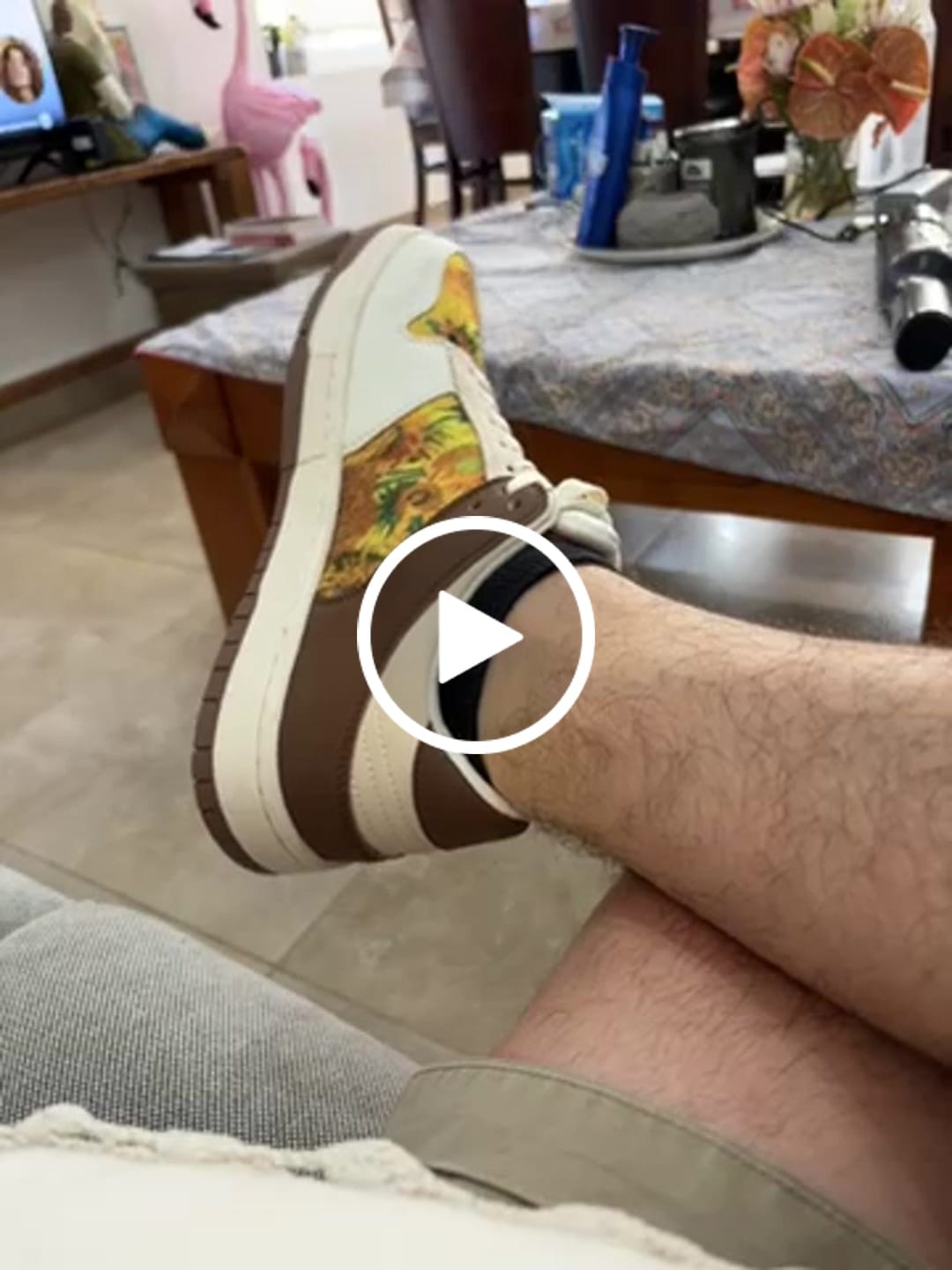 Customer video review of Van Gogh Sunflowers inspired sneakers