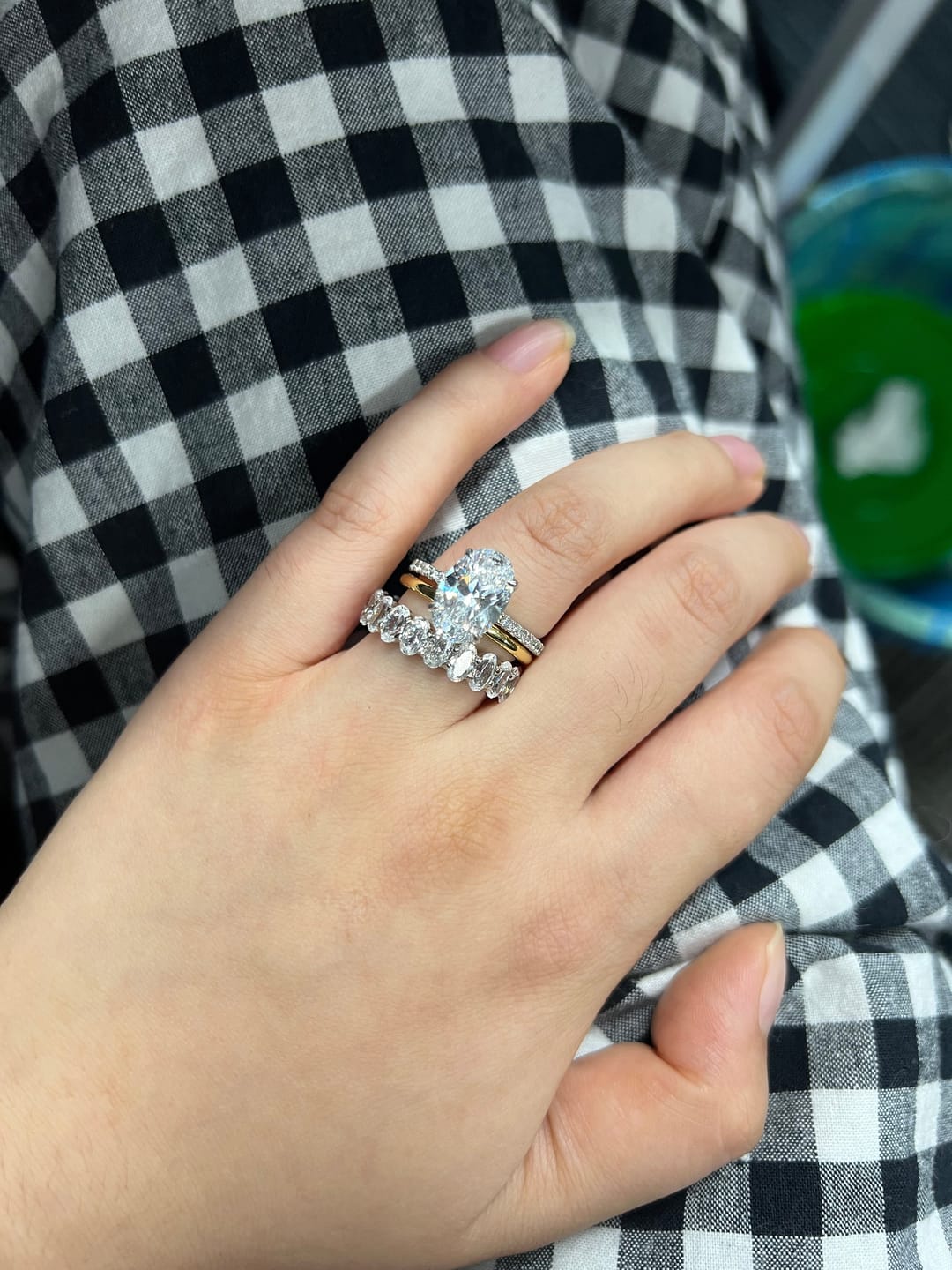 Customer photo review of S925 3PC 4.0Ct Oval Cut Wedding Ring Set Travel Ring For Her With Two Classic Wedding Bands