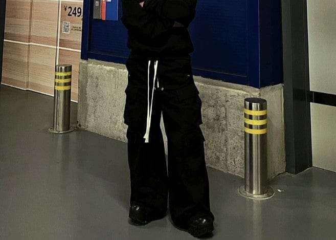 Customer photo review of Woven Multi-Pocket Baggy Flared Pants - 2321