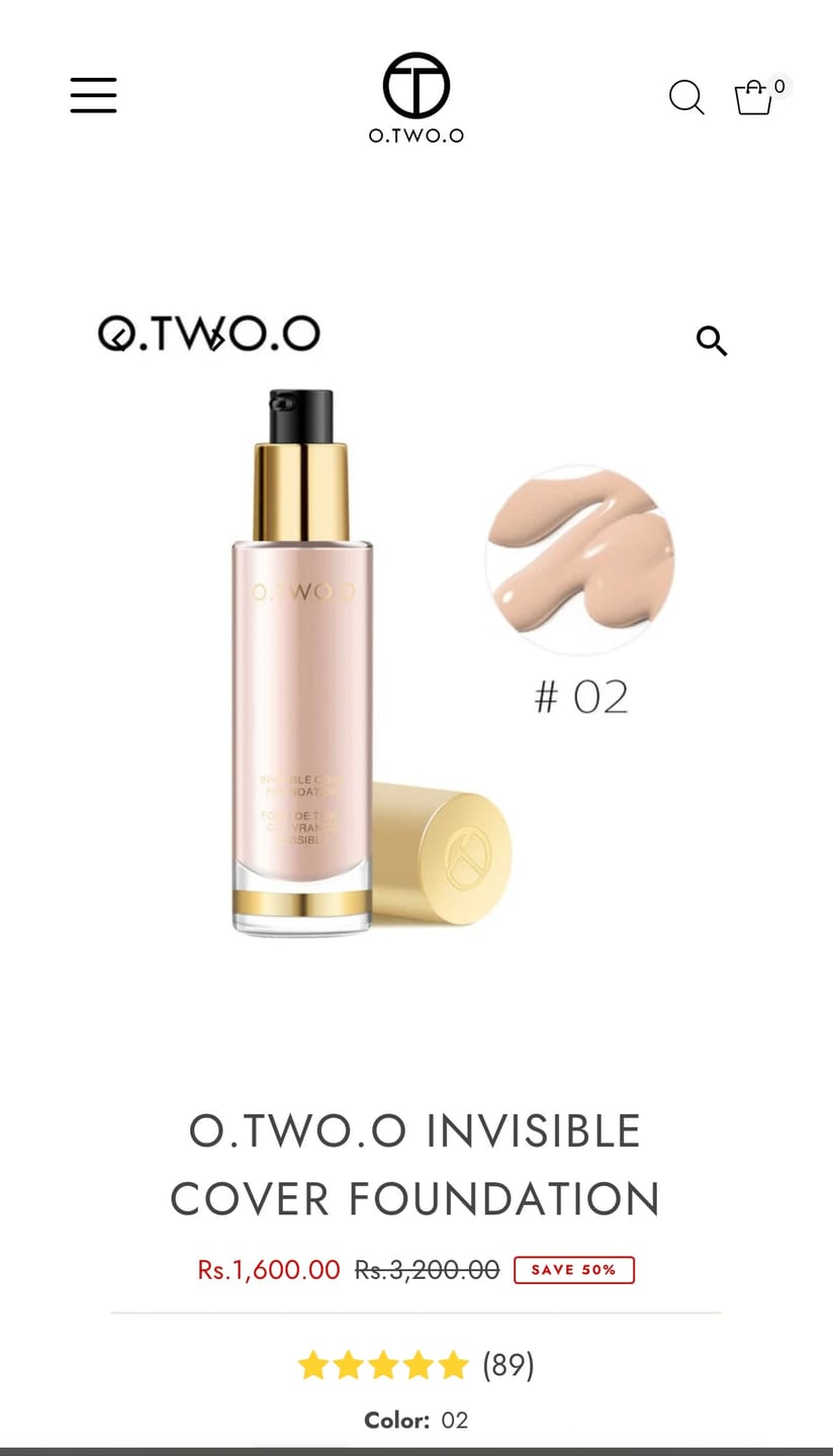 Customer photo review of O.TWO.O INVISIBLE COVER FOUNDATION