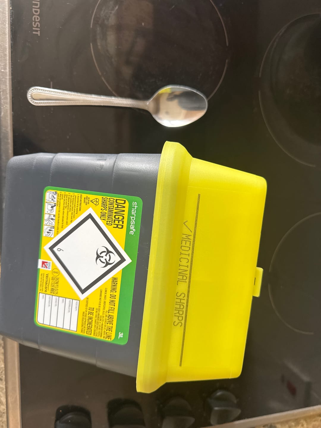 Customer photo review of Sharpsafe® Grey Sharps Bin - Yellow Lid