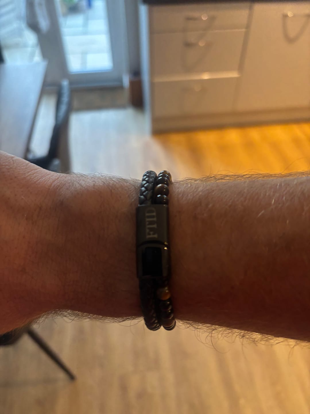 Customer photo review of Son/Soulmate Leather and Bead Bracelet - JWL Men's Bracelet